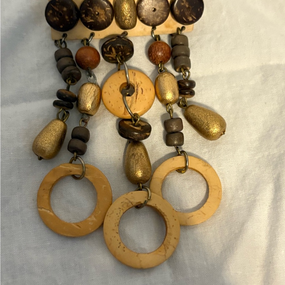 Gold and Brown Dangle Pin